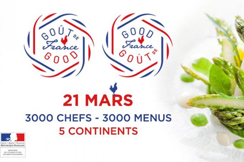 Afiche oficial alusivo al día en que en todo el mundo se rendirá homenaje a la cocina de Francia. Aquí se extenderá toda la semana. 