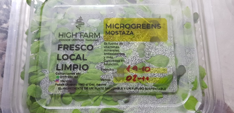 Estos son las cajitas d 50 gramos en las que se venden los microgreens. Se venden en varios supermercados y el de mostaza es el preferido de los consumidores.